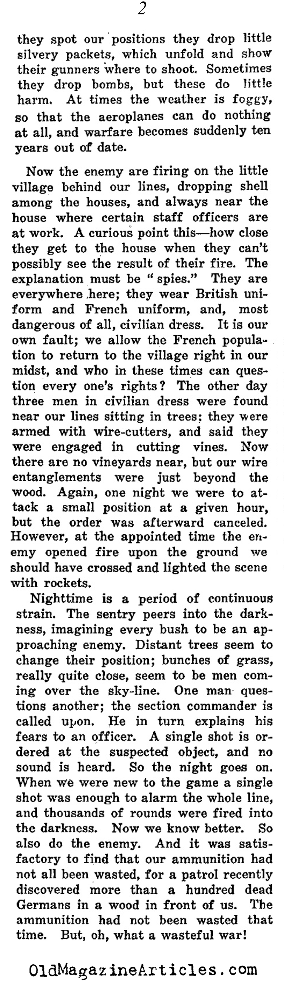 A Letter from the Freshly Dug Trenches (New York Times, 1915)